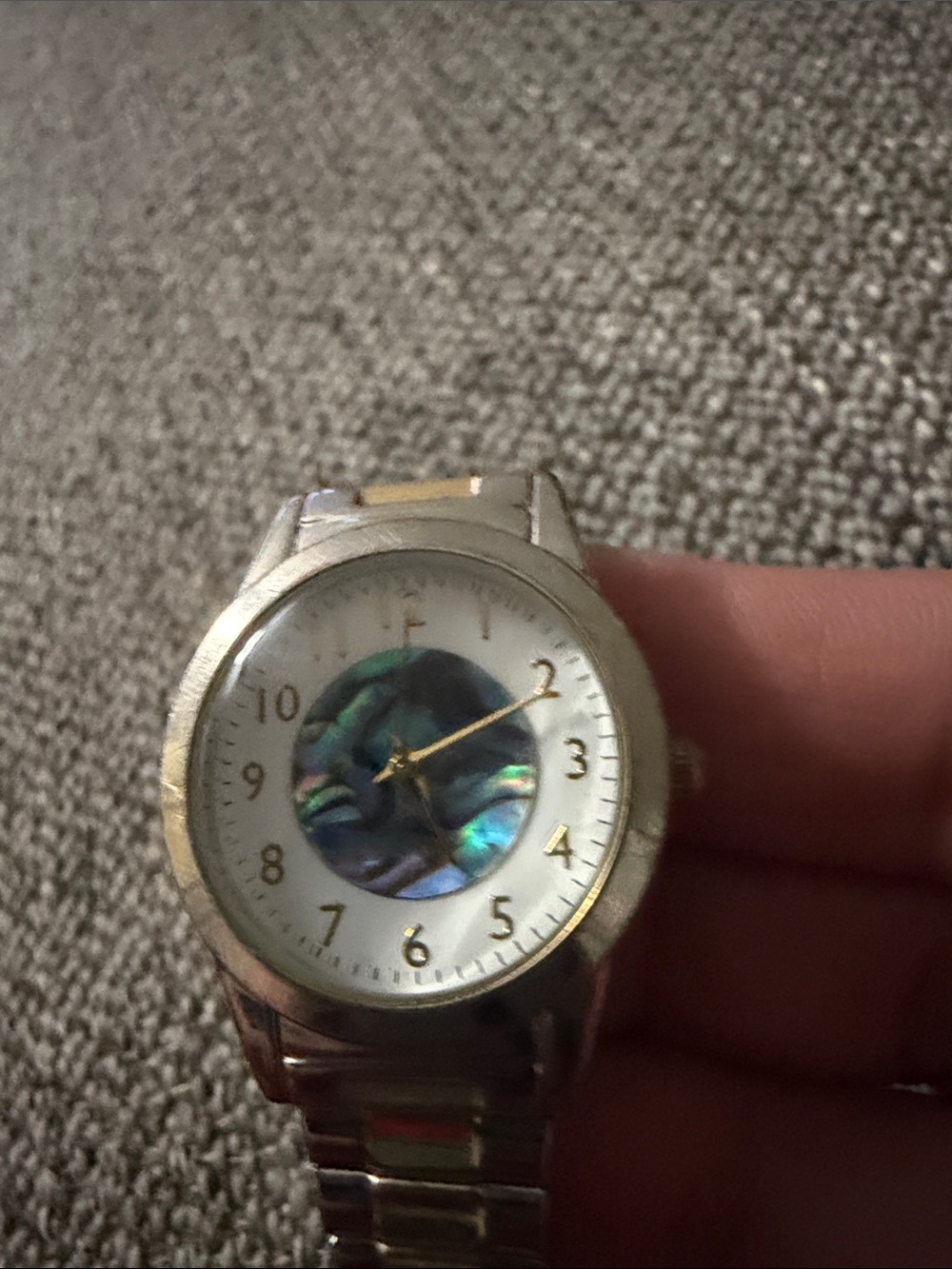 Silver Wristwatch with Abalone Dial